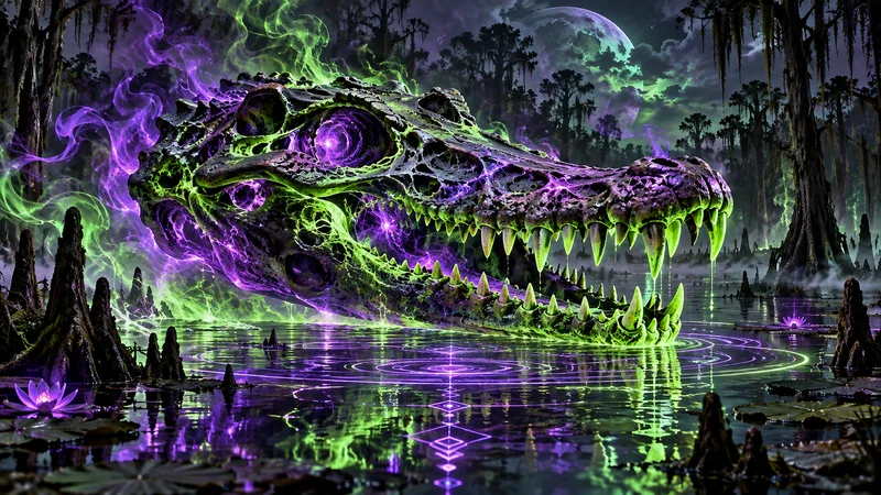 Neon Gator Skull